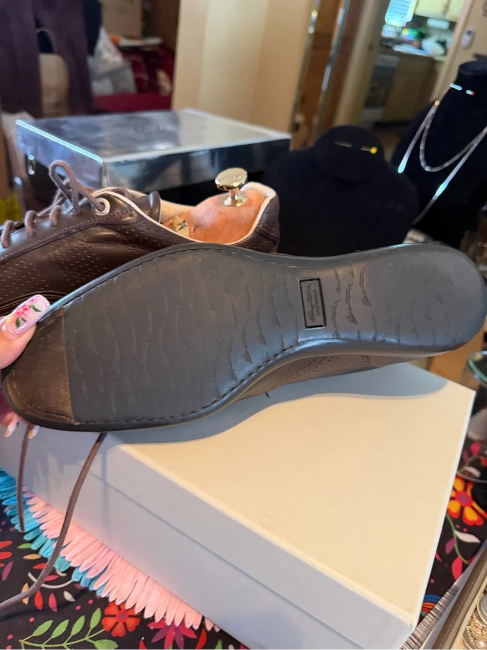 Santoni Dark Brown Leather Sneakers